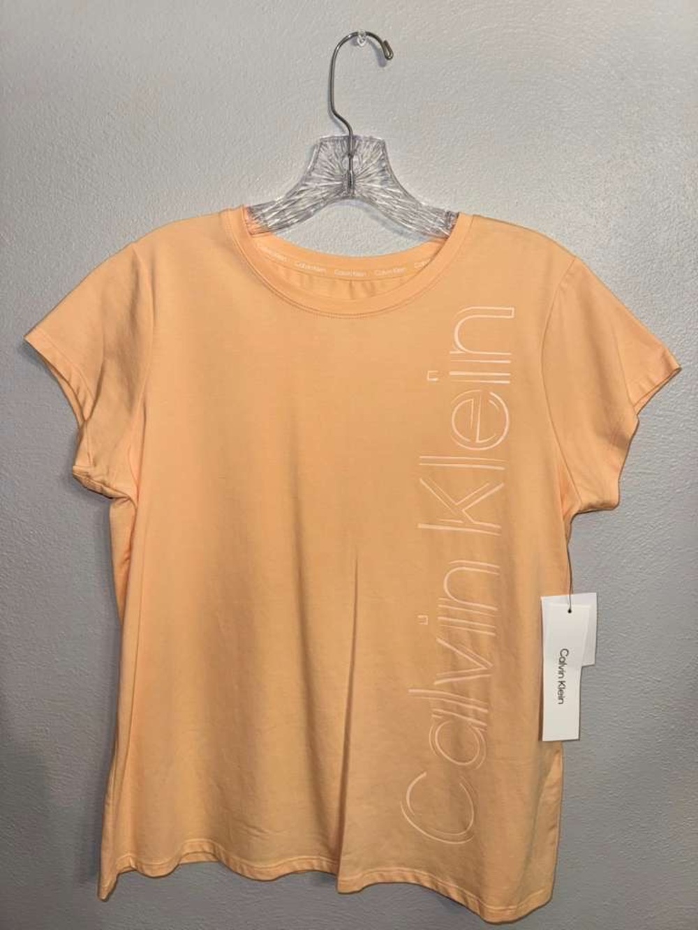 Calvin Klein Peach Vertical Logo Short Sleeve Tee